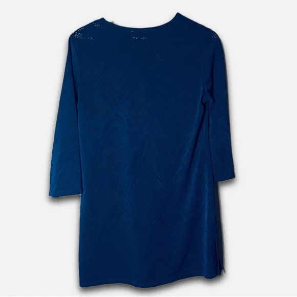 J Valdi Women’s Navy Blue 3/4 sleeve Swim Cover Up Size Medium - Picture 3 of 9